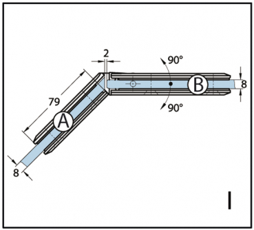 Duschtürband Milano Glas-Glas 135°