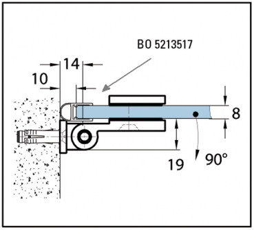 Duschtürband Wellness® Glas-Wand 90° nach innen öffnend lange Anschraubplatte