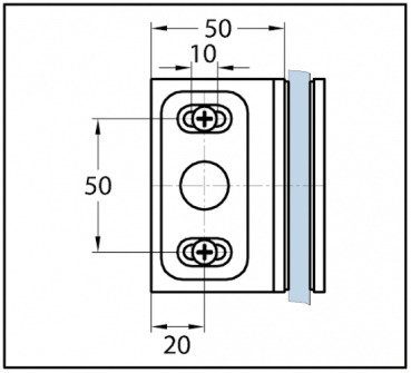 Winkelverbinder Crossover Pur 90° Glas-Wand Langloch für Wandbefestigung