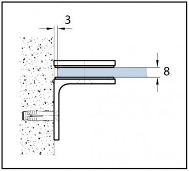 Winkelverbinder Crossover Pur 90° Glas-Wand Langloch für Wandbefestigung