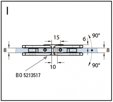 Duschtürband Easy Glas-Glas 180°