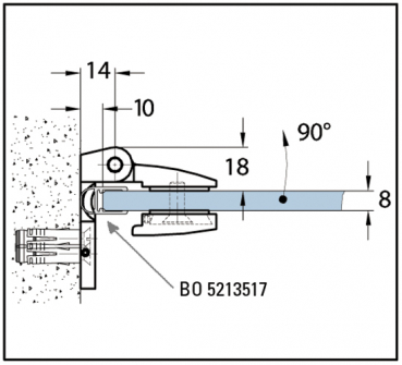 Duschtürband Bella Glas-Wand 90° mit Hohlkehle nach außen öffnend