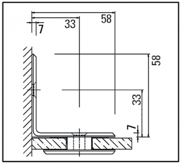 Winkelverbinder 90° Glas-Wand