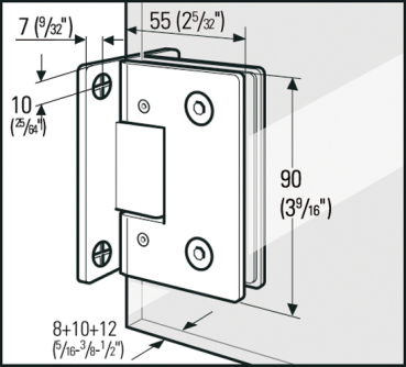 Duschtürband Barcelona Select Glas-Wand 90° beidseitige Wandmontage