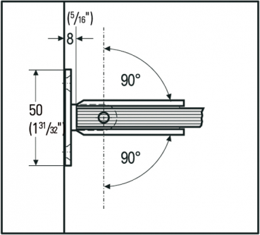 Duschtürband Barcelona Select Glas-Wand 90° beidseitige Wandmontage