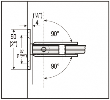 Duschtürband Barcelona Select Glas-Wand 90° geteilte Anschraubplatte