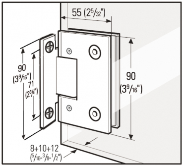 Duschtürband Barcelona Select Glas-Wand 90° geteilte Anschraubplatte
