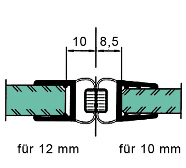 Duschtürdichtung mit 180° Magnetprofil für 10 - 12 mm Glasstärke