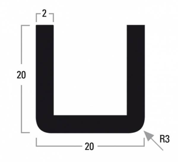 U-Profile 20 x 20 x 20 x 2