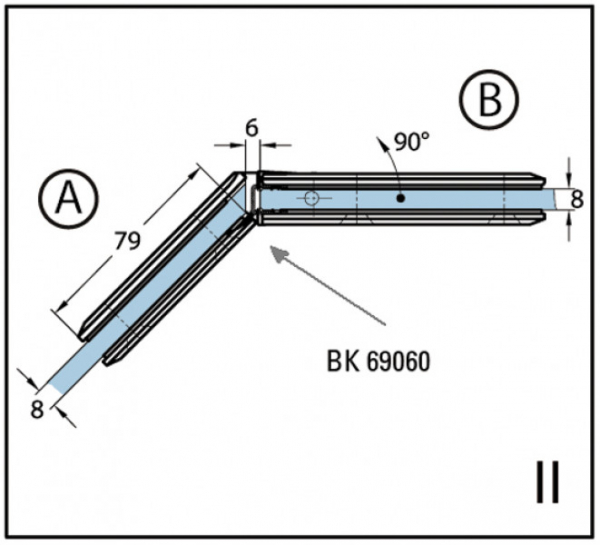 Duschtürband Milano Glas-Glas 135°