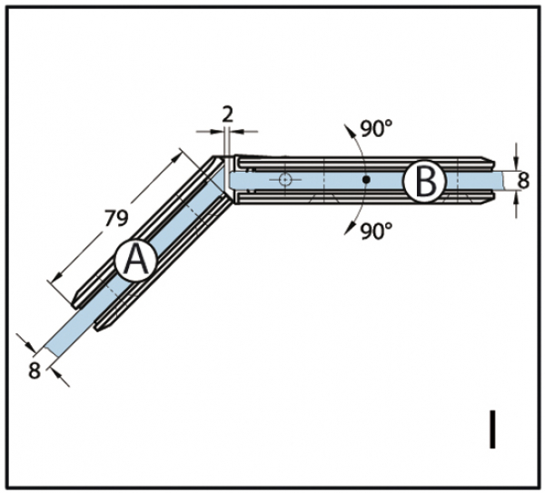 Duschtürband Milano Glas-Glas 135°