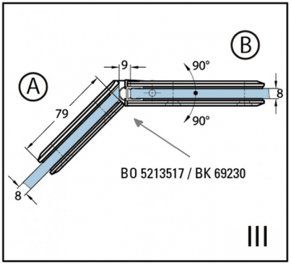 Duschtürband Milano Glas-Glas 135°