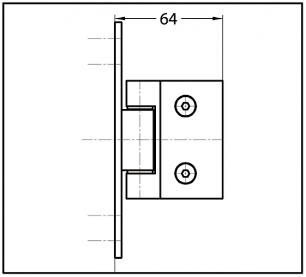 Duschtürband Wellness® Glas-Wand 90° nach innen öffnend lange Anschraubplatte