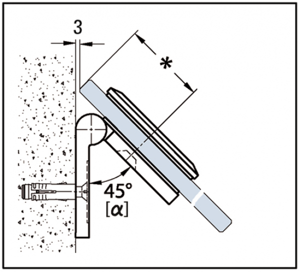 Winkelverbinder Milano Glas-Wand 45° - 90° verstellbar