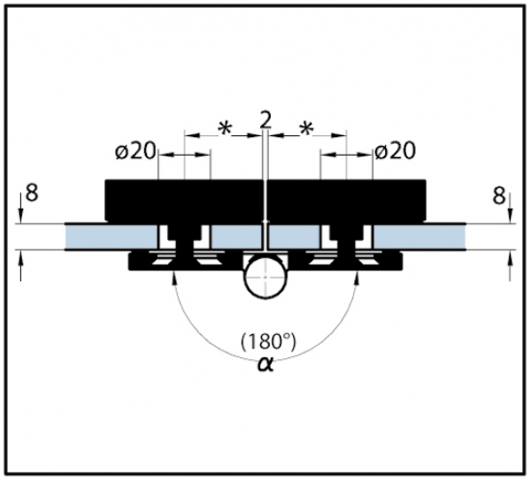 Winkelverbinder Quadrato Glas-Glas 45° - 180°