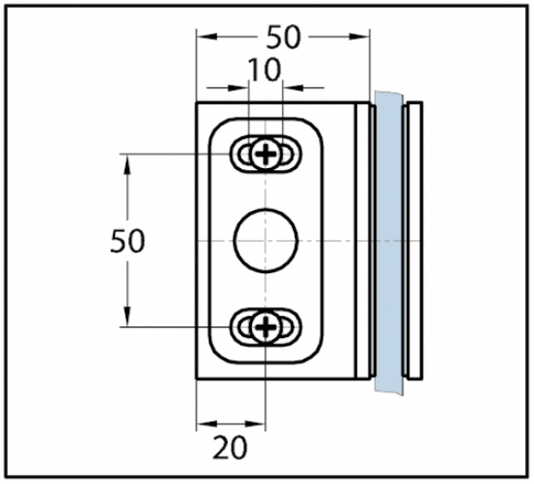 Winkelverbinder Crossover Pur 90° Glas-Wand Langloch für Wandbefestigung