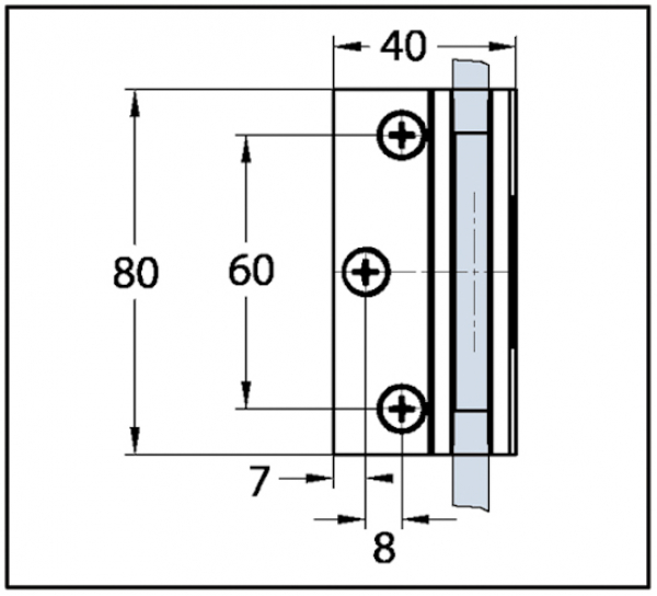 Duschtürband Easy Glas-Wand 90° einseitige Wandmontage
