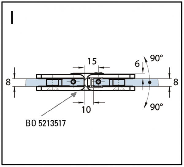 Duschtürband Easy Glas-Glas 180°
