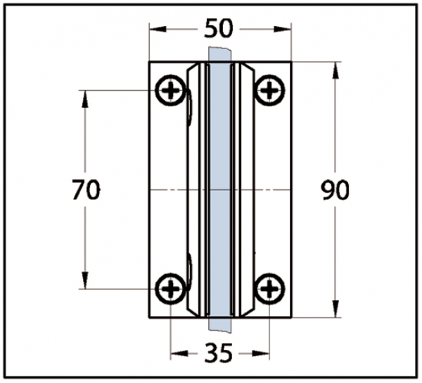 Duschtürband Art Glas-Wand 90° beidseitige Wandmontage