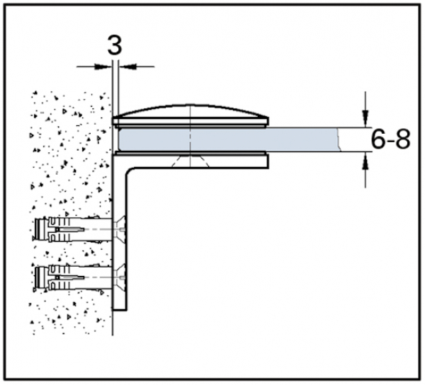 Winkelverbinder Art Glas-Wand 90°