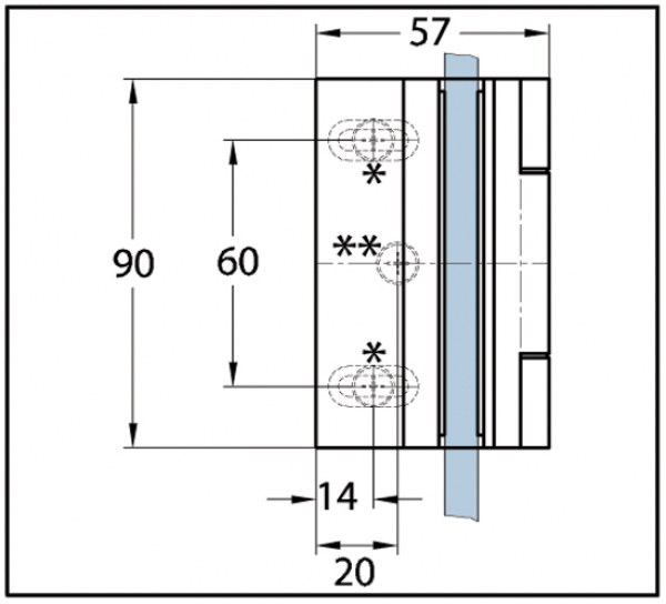 Duschtürband Bella Glas-Wand 90° mit Hohlkehle nach außen öffnend