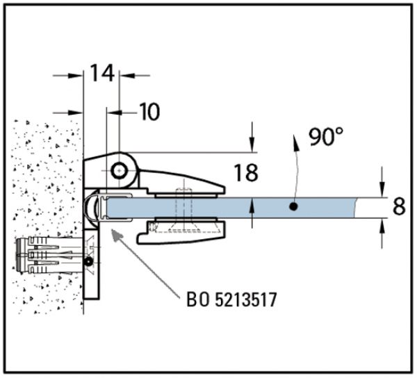 Duschtürband Bella Glas-Wand 90° mit Hohlkehle nach außen öffnend