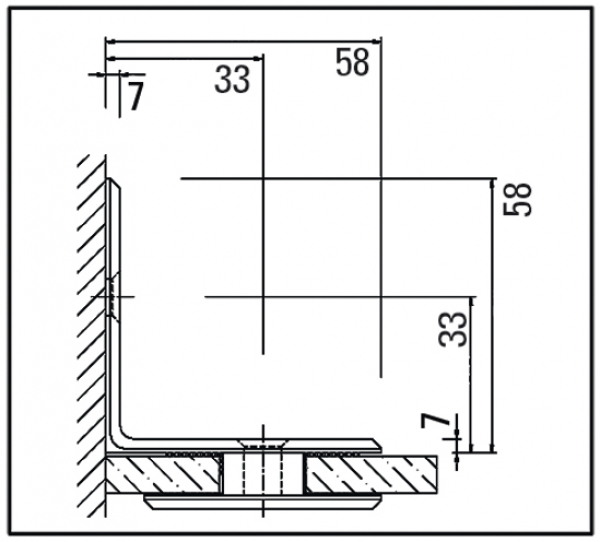 Winkelverbinder 90° Glas-Wand