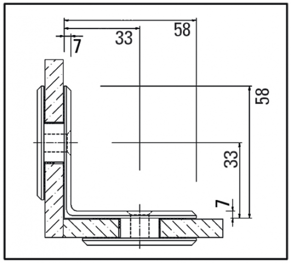 Winkelverbinder 90° Glas-Glas