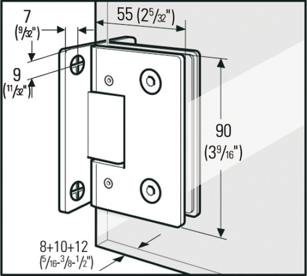 Duschtürband Bilbao Select Glas-Wand 90° beidseitige Wandmontage