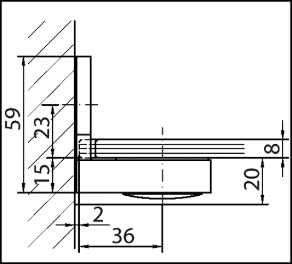 Winkelverbinder Plan artist Glas-Wand 90° Anschraubplatte nach innen