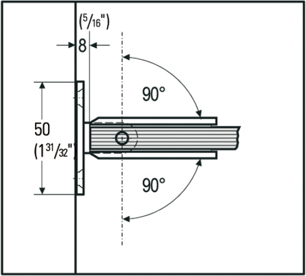 Duschtürband Barcelona Select Glas-Wand 90° beidseitige Wandmontage