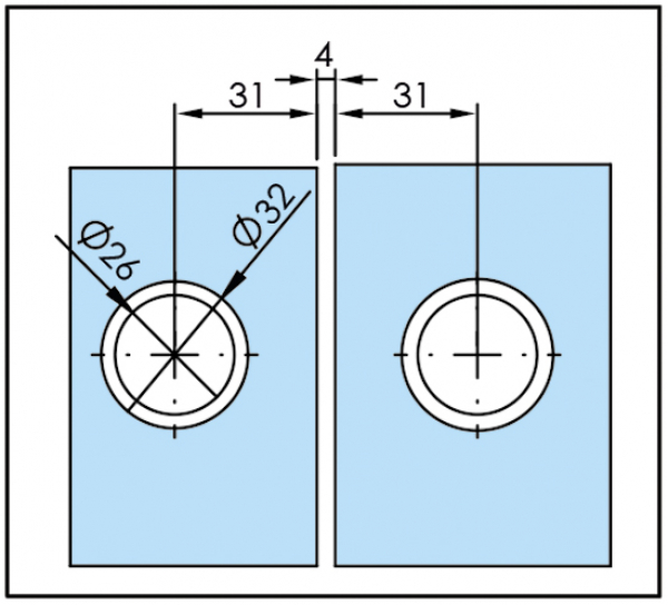 Duschtürband Lugo Glas-Glas 180° nach außen öffnend, DIN rechts