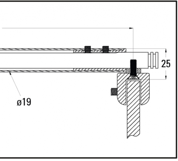 Teleskop-Stabilisierungsstange Bohle Basic round Glas-Wand 45°
