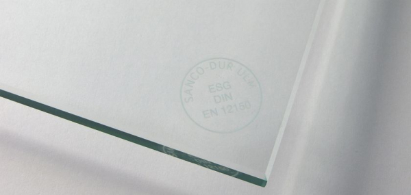 Spezialglas für Geländer, Brüstungen und Dächer  VSG aus Verbundsicherheitsglas VSG klar & matt weiß 13,52mm  bis 21,52mm